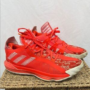 ADIDAS DAME 6 Basketball Sneakers Size 9 FU6808 Solar Red